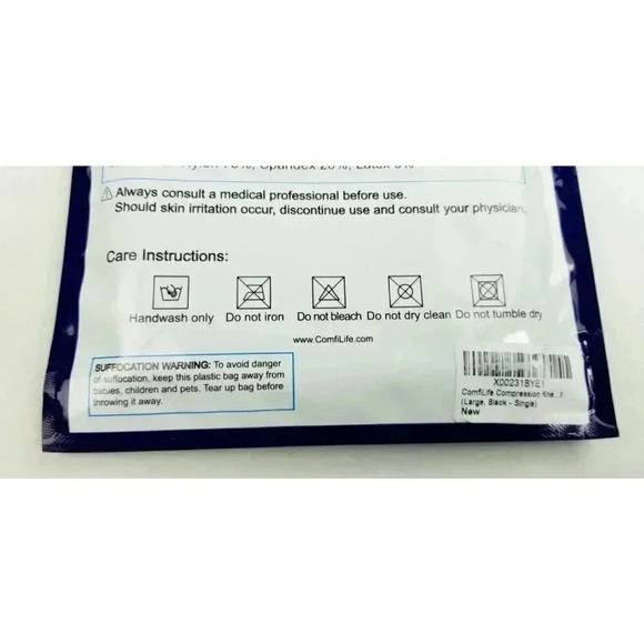 Comfilife Size Large Compression Fit Knee Sleeve Unisex Knee Support Anti Slip - Picture 8 of 8